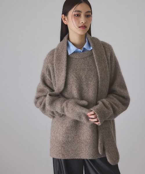 アダムエロペ（ADAM ET ROPE’）/【サステナブル】YAKブレンドタートルニット＆グローブ サステナブル】YAKブレンドタートルニット＆グローブ｜アダムエロペの