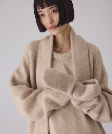 【サステナブル】YAKブレンドタートルニット＆グローブ