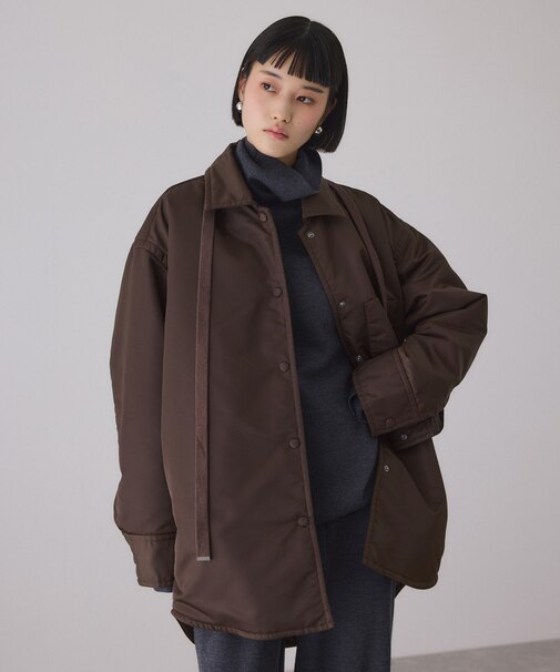 【サステナブル】ボンバーツイルパデットシャツブルゾン/撥水