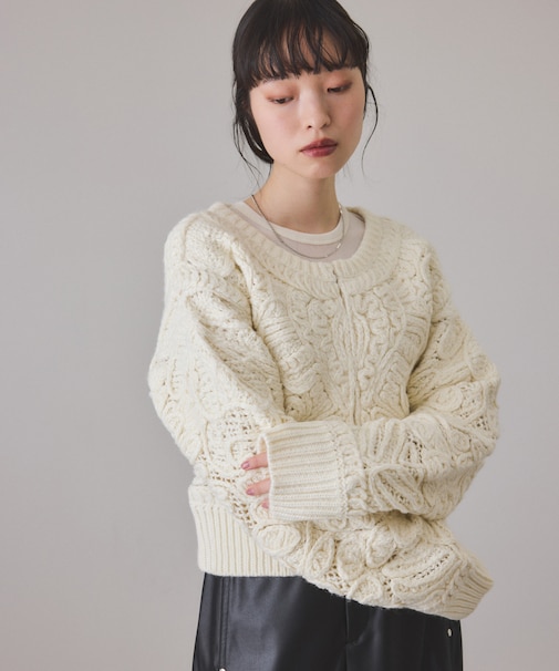 コードレースパターンニットカーディガン