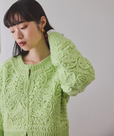 コードレースパターンニットカーディガン