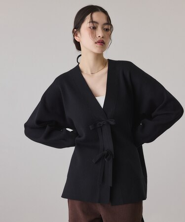 【サステナブル】マルチwayリボンミドルカーディガン