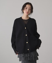 【サステナブル】ロゴボタンミドルカーディガン