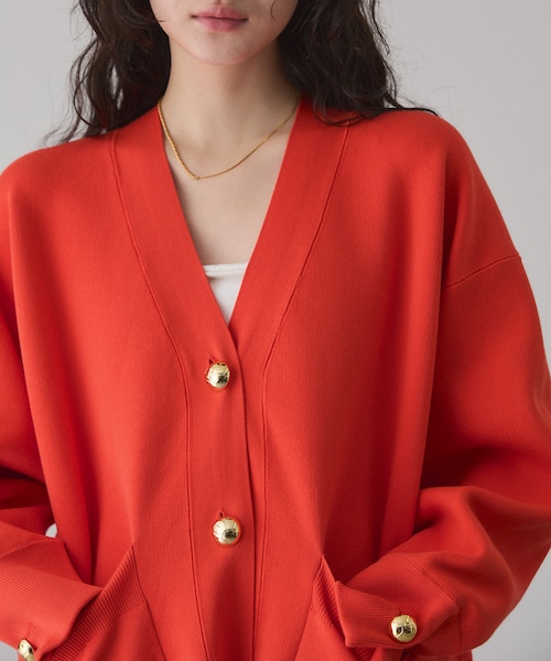 サステナブル】ロゴボタンミドルカーディガン｜アダムエロペの通販