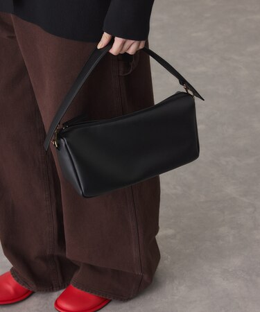 スプリットレザートップハンドルバッグ