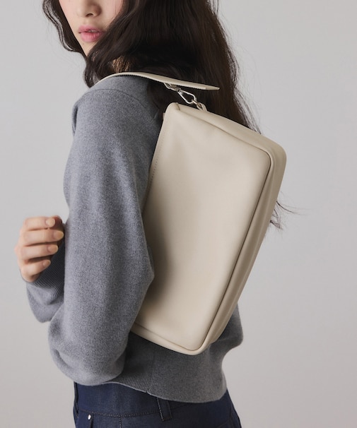 スプリットレザートップハンドルバッグ