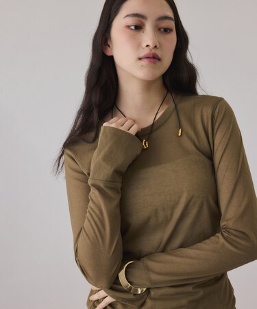 シアークルーネックトップス