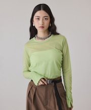 シアークルーネックトップス