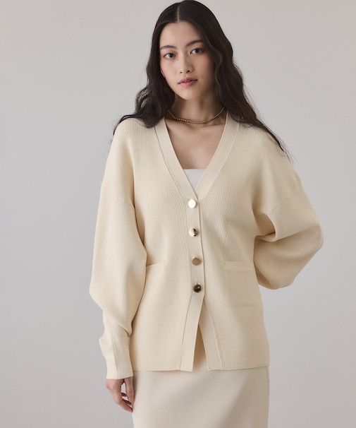 【サステナブル】フォルムリブカーディガン