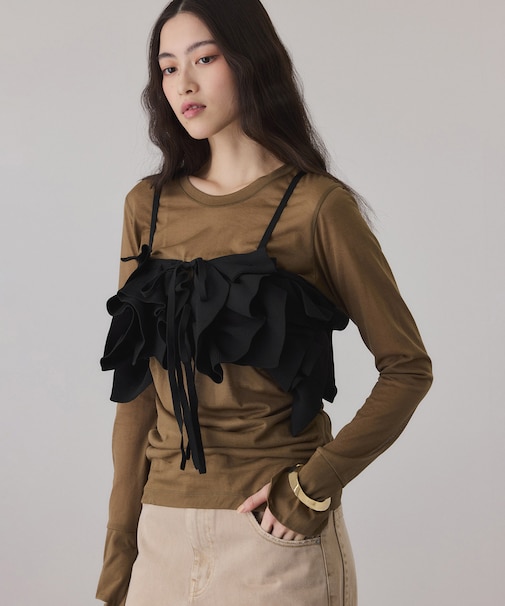 【サステナブル】ニットフリルビスチェ