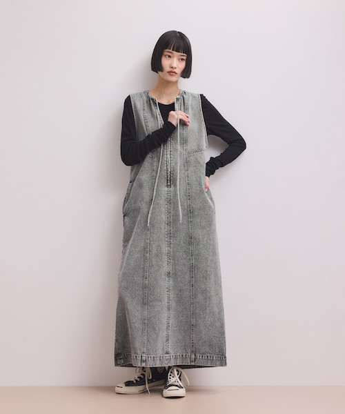 WEB限定】ドロストネックデニムワンピース｜アダムエロペの通販｜&mall