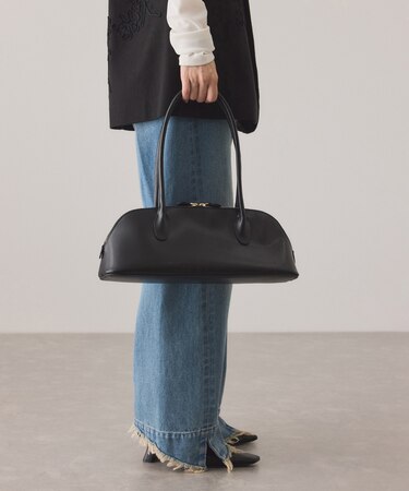 スプリットレザーラウンドボストン