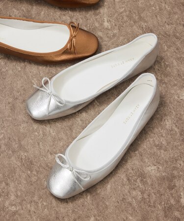 メタリックバレエシューズ