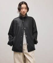 シンセティックレザースタンドネックブルゾン