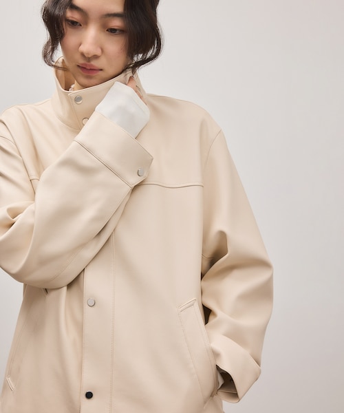 シンセティックレザースタンドネックブルゾン｜アダムエロペの通販
