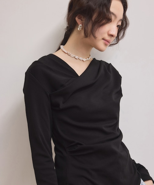 【WEB限定】アシンメトリードレープトップス