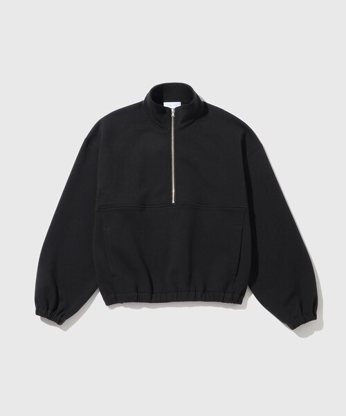 【ブラック（01）】ダンボールスウェット ハーフジップ プルオーバー / セットアップ対応 ダンボールスウェット ハーフジップ プルオーバー / セットアップ対応