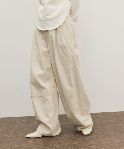 コットンリネンカーヴィーパンツ