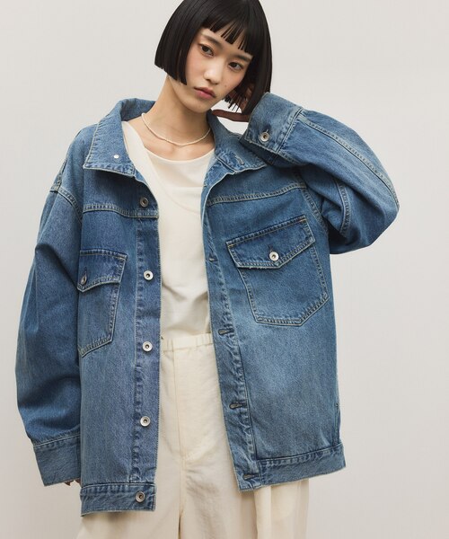 WEB限定】スタンドネックデニムジャケット｜アダムエロペの通販｜&mall