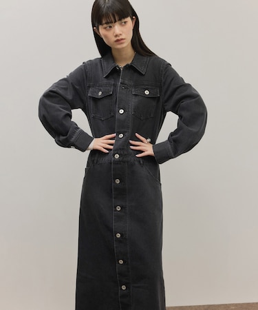ベンツスリットデニムワンピース
