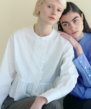 【サステナブル】ロングスリーブフリルブラウス