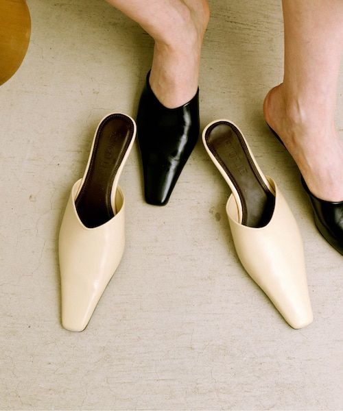 週末値下げ！HIMIKO ベージュ レザー ミュール EMOELLE】レザーミュール｜アダムエロペの通販｜&mall（アンドモール