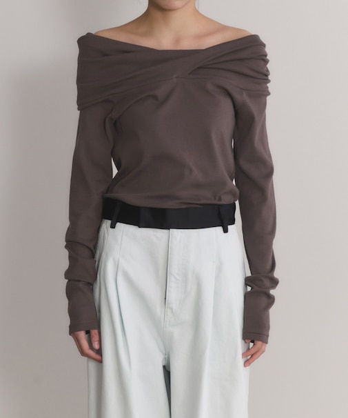 【EMOELLE】スビンコットンオフショルトップス