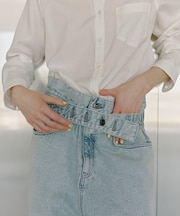 【サステナブル】ロングタブベルトバレルデニム