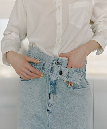 【サステナブル】ロングタブベルトバレルデニム