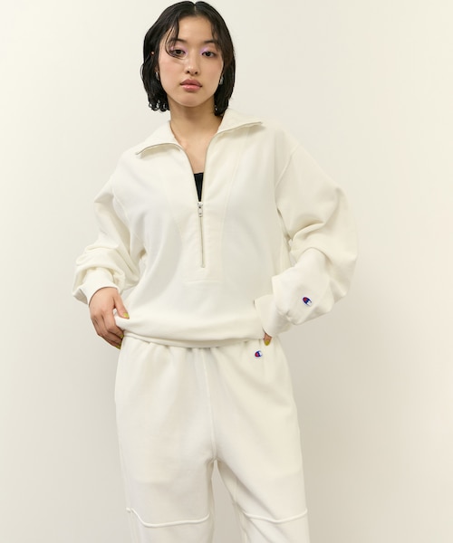 Champion for ADAM ET ROPE'】別注 SWEAT HALF ZIP｜アダムエロペの