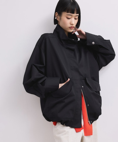 美品　アダムエロペ　ナイロンジャケット　スタンドネックドロストシャツ　ブルゾン黒 WEB限定】スタンドネックドロストブルゾン/撥水｜アダムエロペの通販