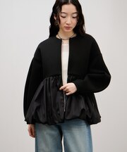 ダンボールタフタペプラムカットソーカーディガン