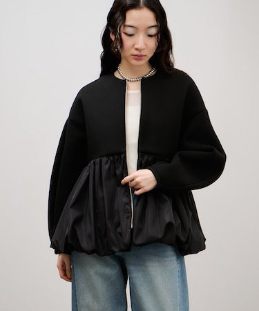 ダンボールタフタペプラムカットソーカーディガン