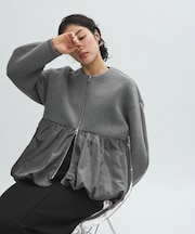 ダンボールタフタペプラムカットソーカーディガン