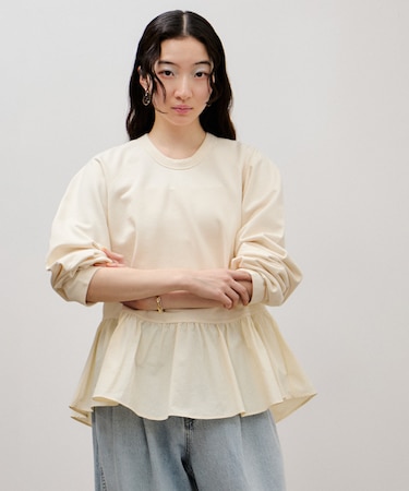 ラグランスリーブペプラムプルオーバー