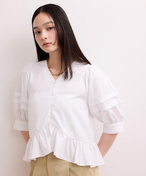 WEB限定】パフスリーブギャザーブラウス｜アダムエロペの通販｜&mall