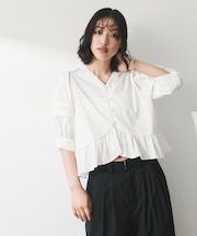 【WEB限定】パフスリーブギャザーブラウス