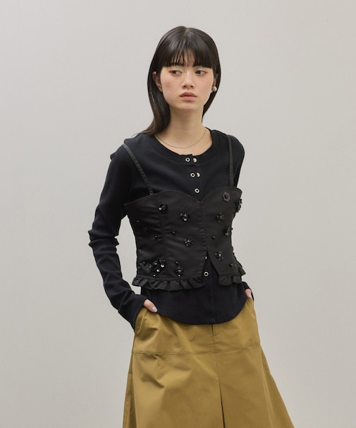 シークインフラワービスチェセットカーディガン