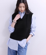【WEB限定】ミックスパターンニットベスト