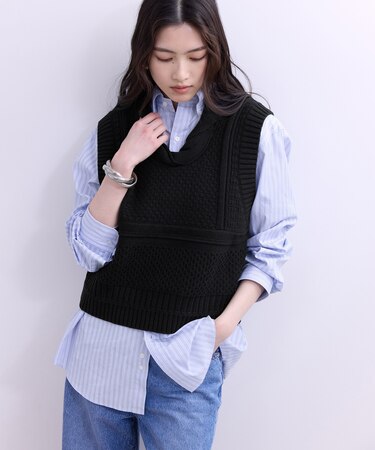 【WEB限定】ミックスパターンニットベスト