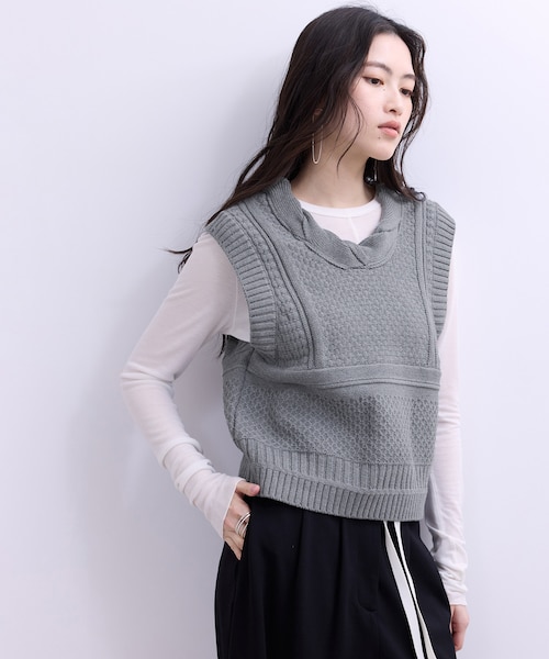 WEB限定】ミックスパターンニットベスト｜アダムエロペの通販｜&mall