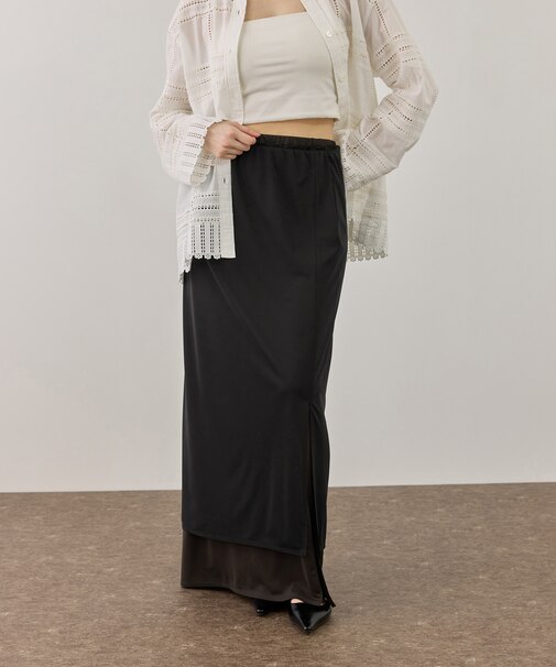 バイカラーエラスティックスカート