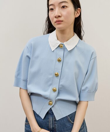 【サステナブル】2WAYカラー付カーディガン