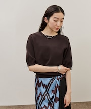 2WAYキーネックハーフスリーブニット/接触冷感