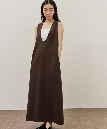 ディープネックカットソーワンピース