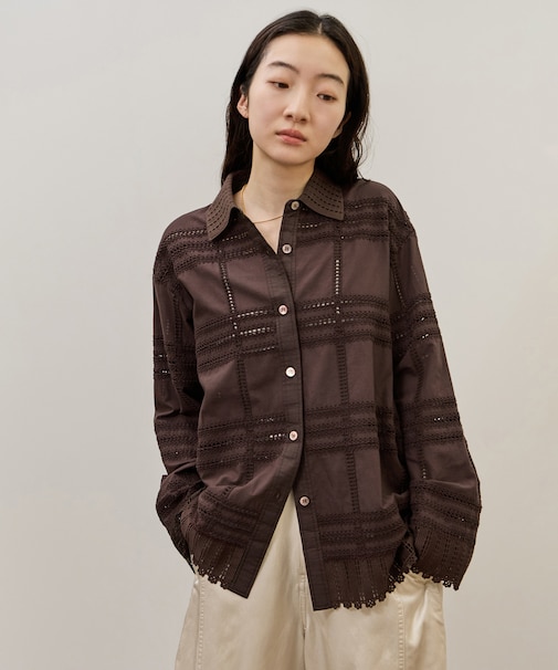 【一部WEB限定カラー】エンブロイダリーコンビシャツ