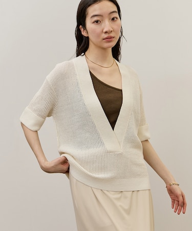 リネンブレンドニットプルオーバー