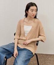 リネンブレンドニットプルオーバー