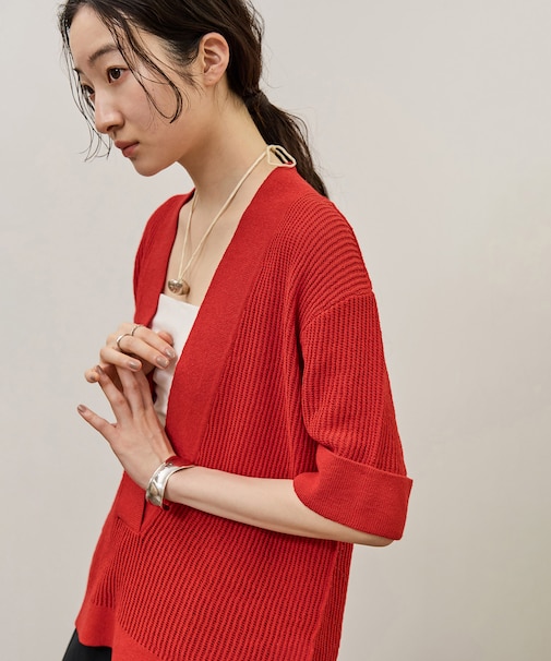 リネンブレンドニットプルオーバー