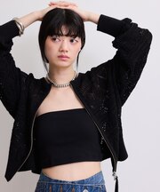 【WEB限定】パターンニットブルゾン